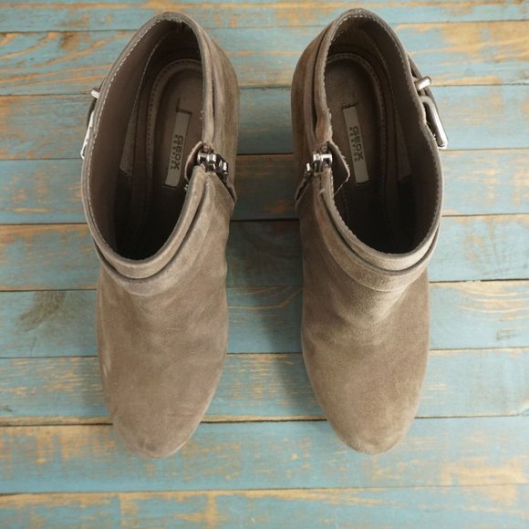 Geox Brown Suede Ankle Booties with Buckle - Picture 8 of 11
